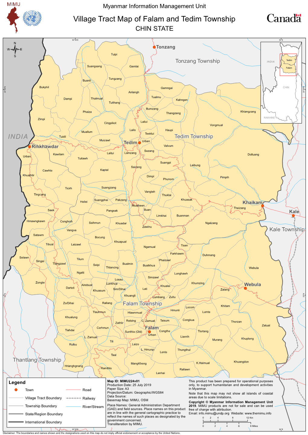 Village Tract Map of Falam and Tedim Township CHIN STATE