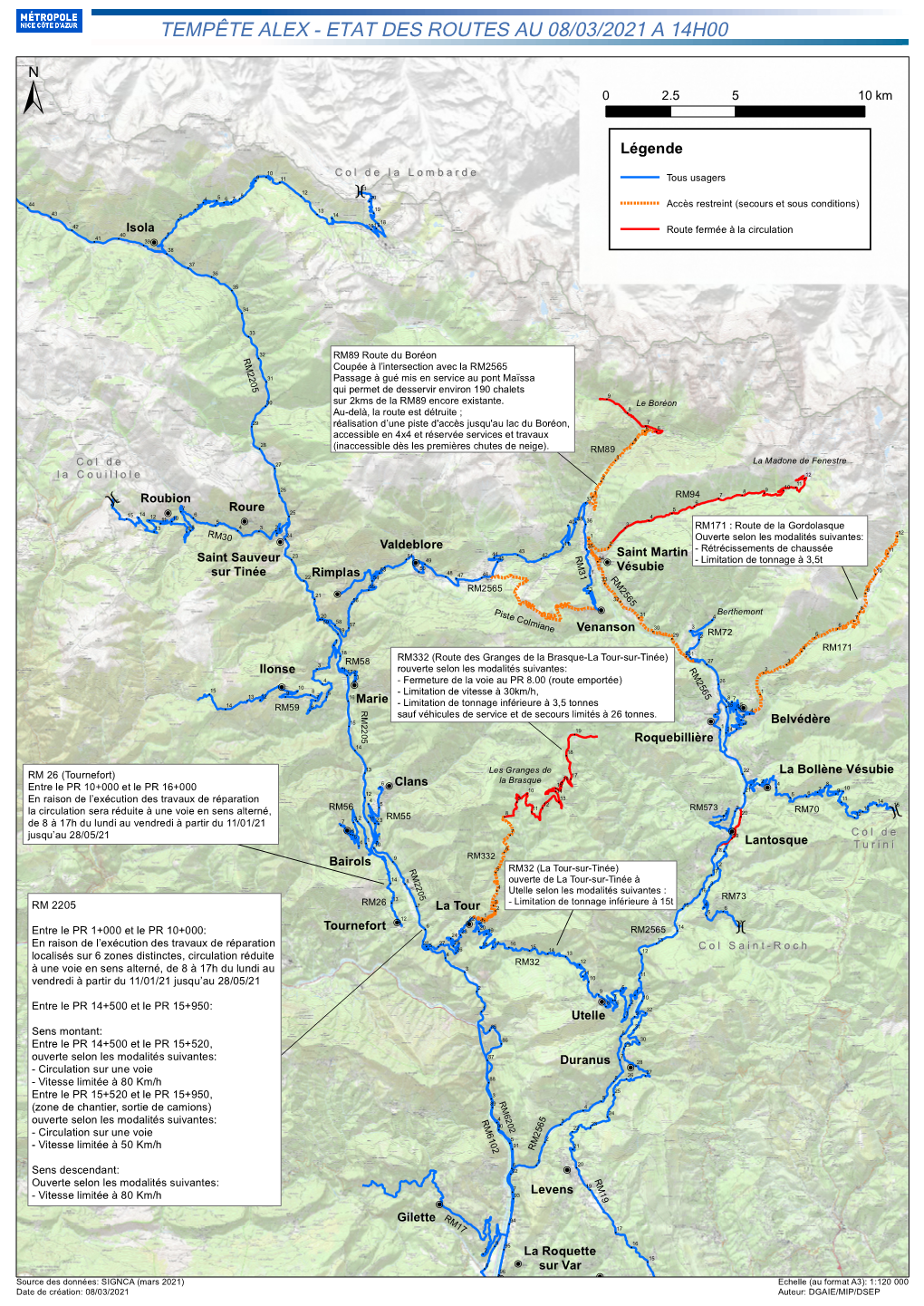 Etat Des Routes Au 08/03/2021 a 14H00