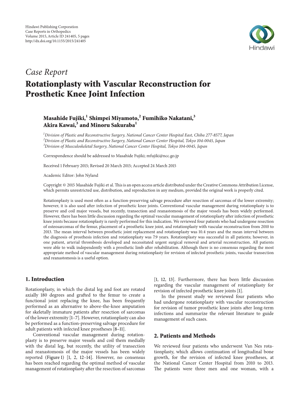 Rotationplasty with Vascular Reconstruction for Prosthetic Knee Joint Infection