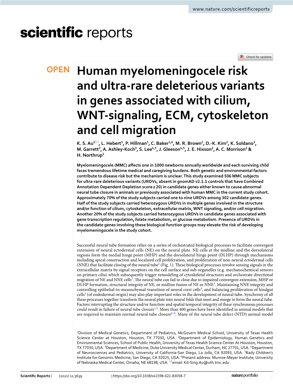 Human Myelomeningocele Risk and Ultra-Rare Deleterious Variants In