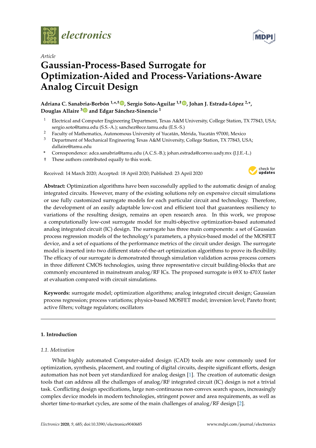 Gaussian-Process-Based Surrogate for Optimization-Aided and Process-Variations-Aware Analog Circuit Design