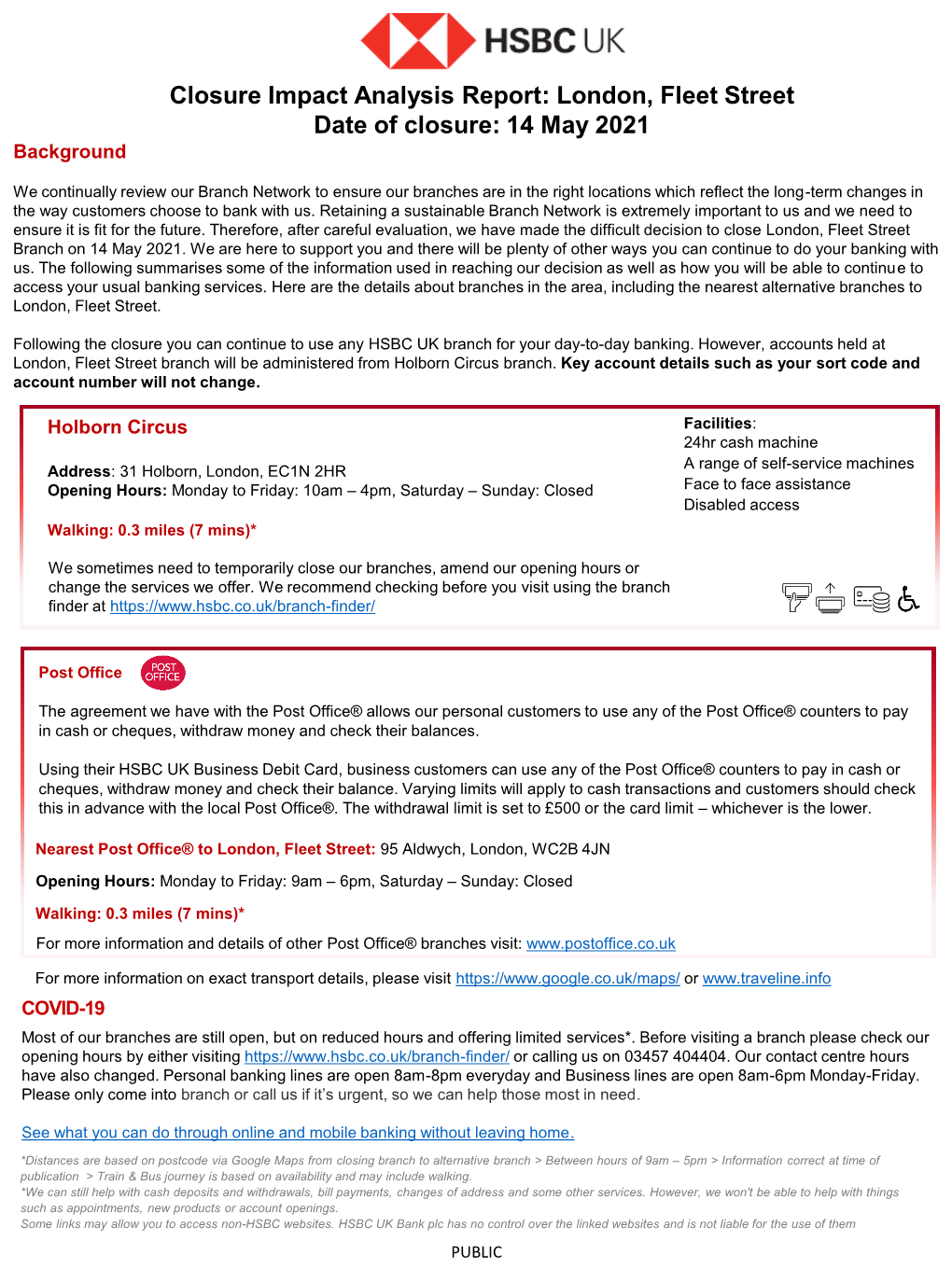 London, Fleet Street Date of Closure: 14 May 2021 Background