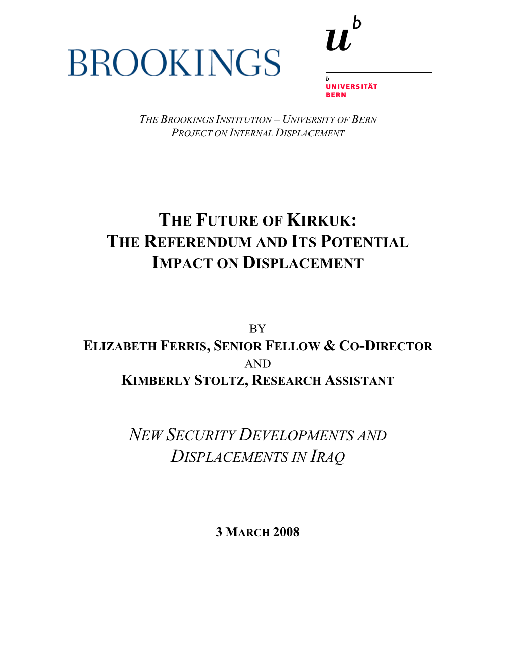 The Future of Kirkuk: the Referendum and Its Potential Impact on Displacement