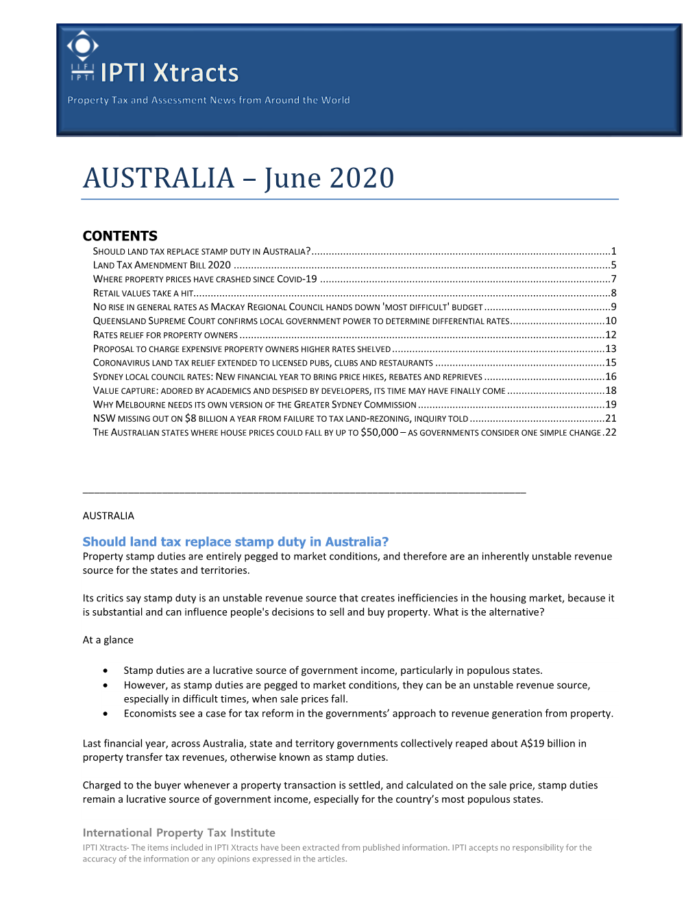 AUSTRALIA – June 2020