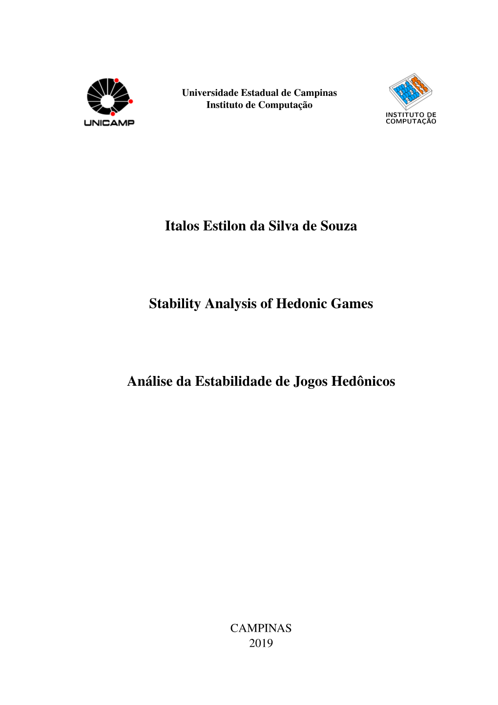 Italos Estilon Da Silva De Souza Stability Analysis of Hedonic