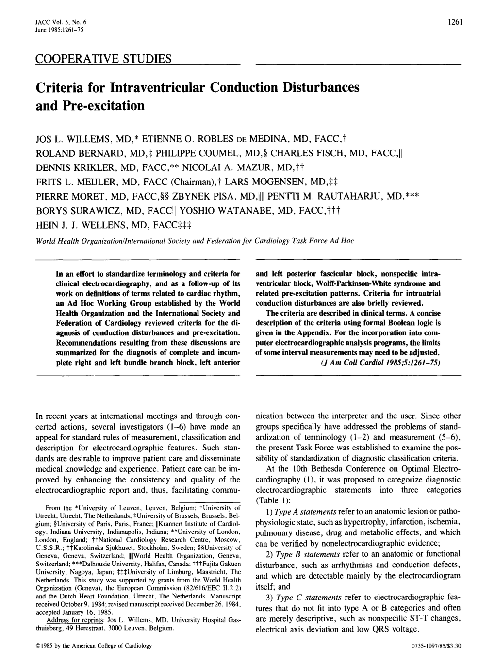 Criteria for Intraventricular Conduction Disturbances and Pre-Excitation