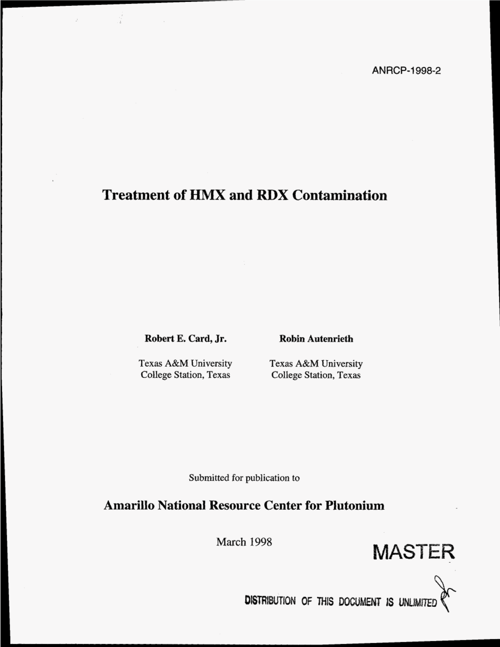 Treatment of HMX and RDX Contamination
