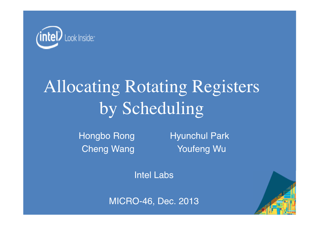 Allocating Rotating Registers by Scheduling