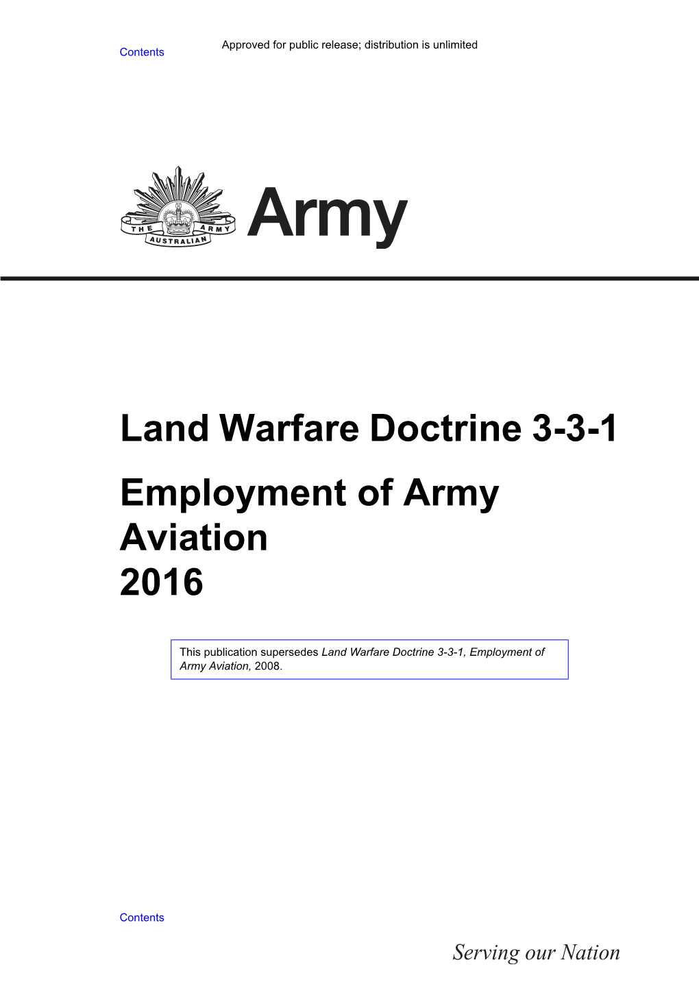 Land Warfare Doctrine 3-3-1 Employment of Army Aviation 2016