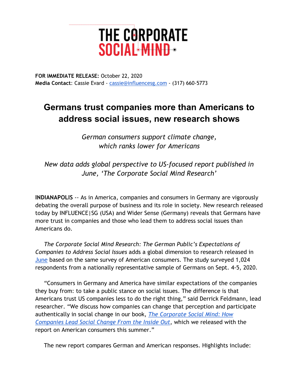 Germans Trust Companies More Than Americans to Address Social Issues, New Research Shows