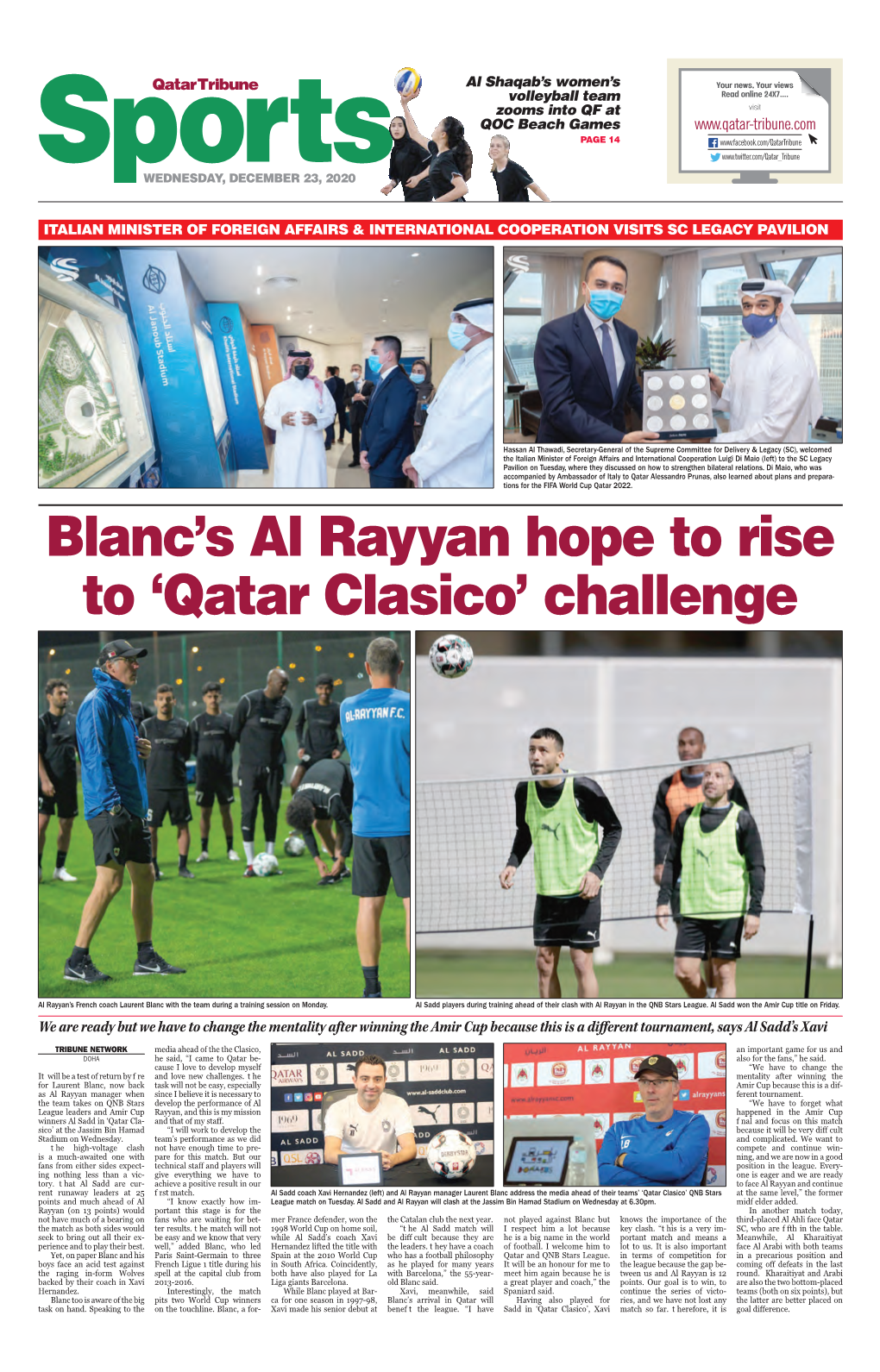 Blanc's Al Rayyan Hope to Rise To