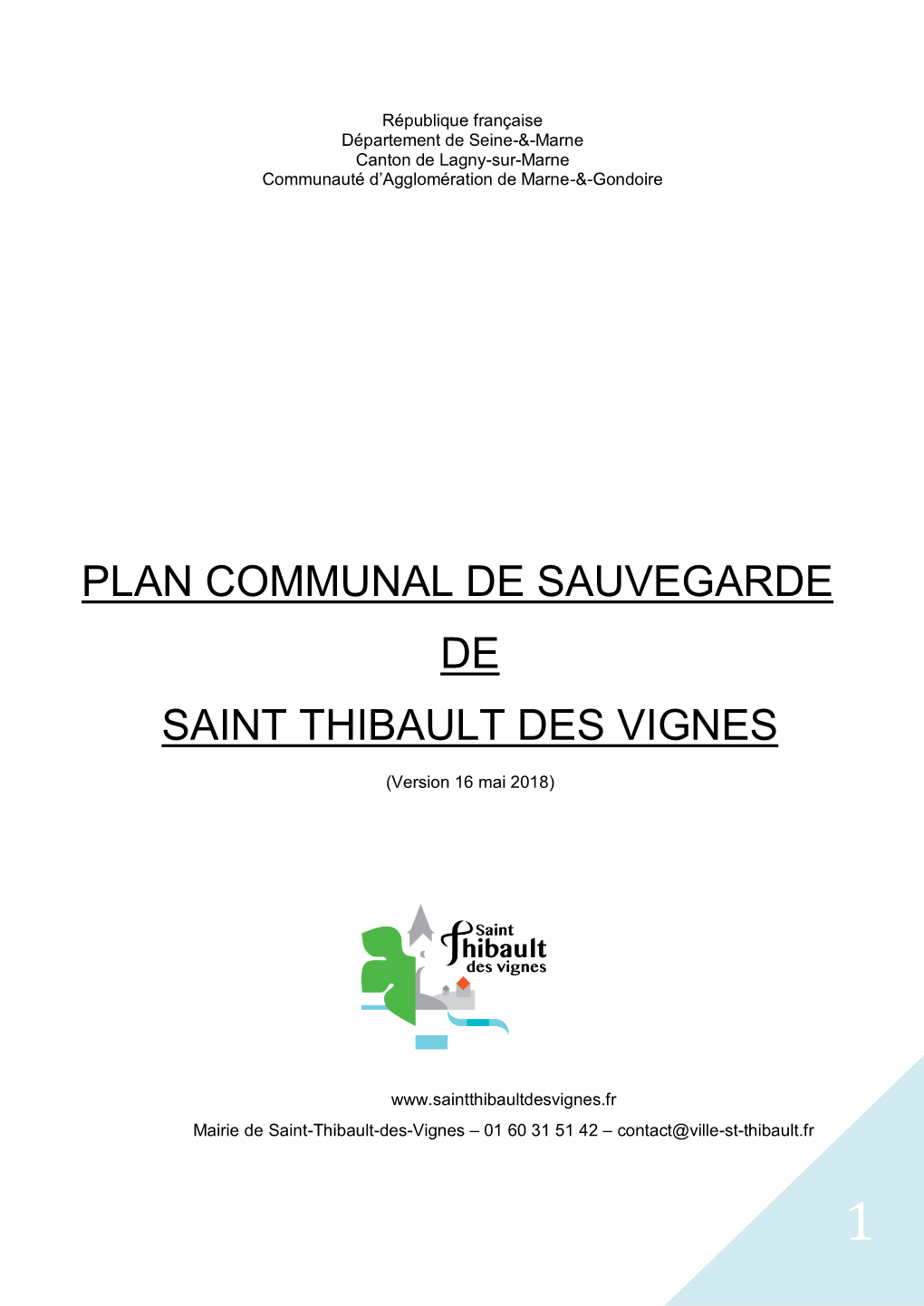 Plan Communal De Sauvegarde De Saint Thibault Des Vignes