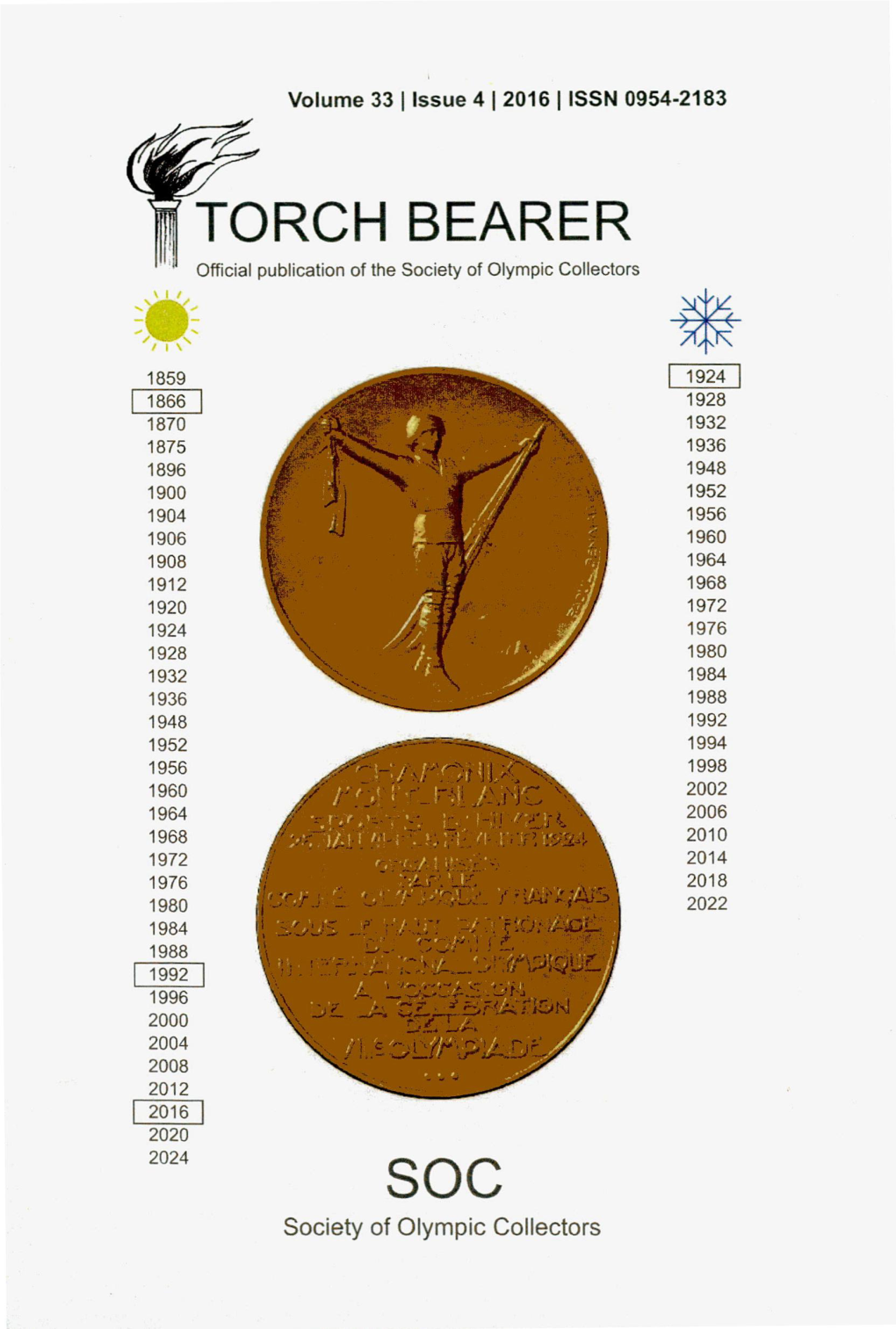 TORCH BEARER Official Publication of the Society of Olympic Collectors