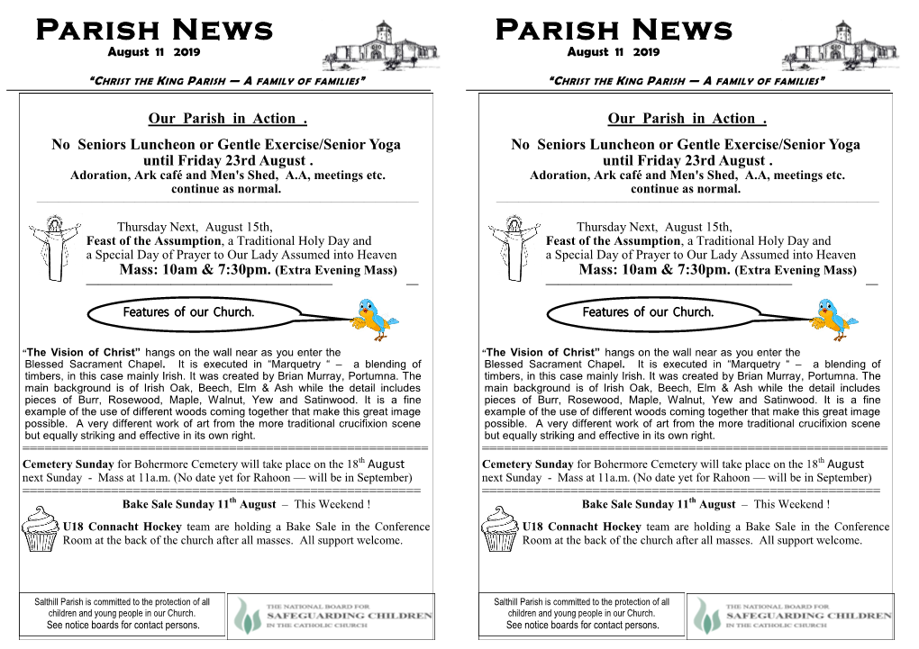 Parish News Parish News August 11 2019 August 11 2019