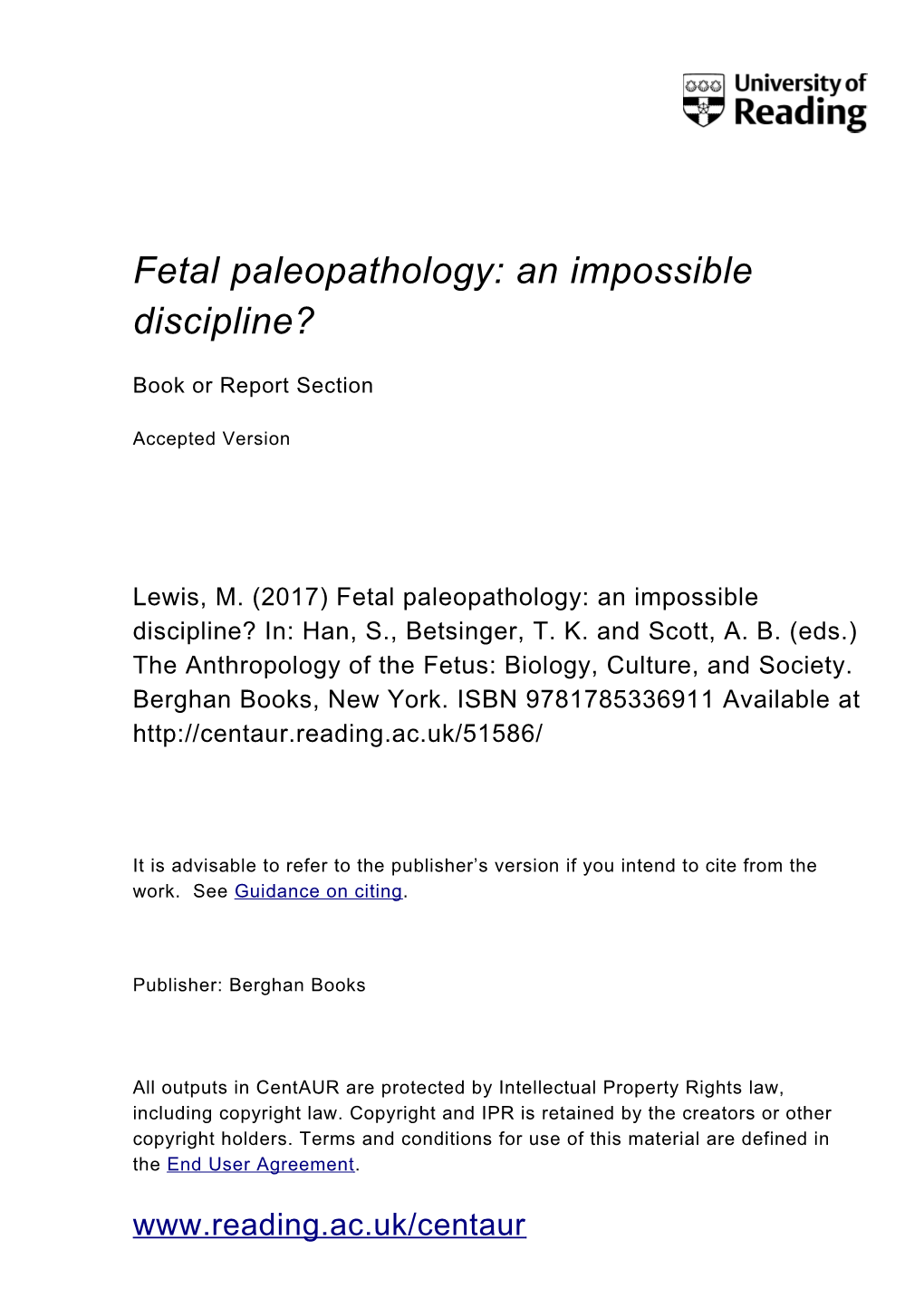 Fetal Paleopathology: an Impossible Discipline?