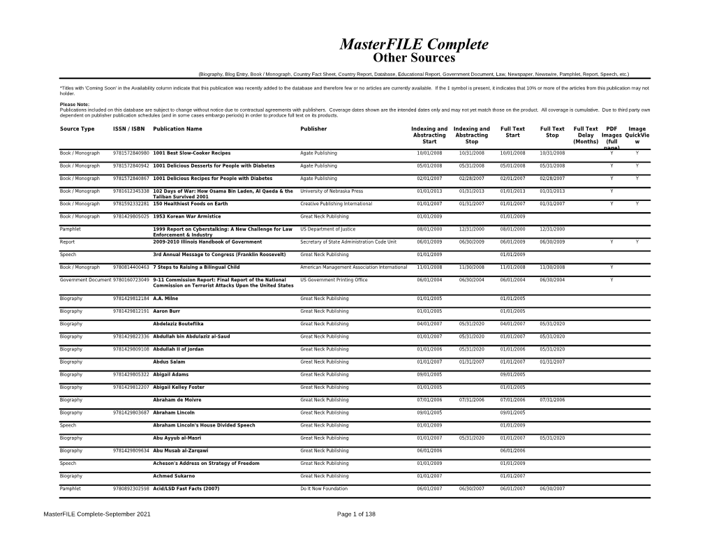 Masterfile Complete Other Sources