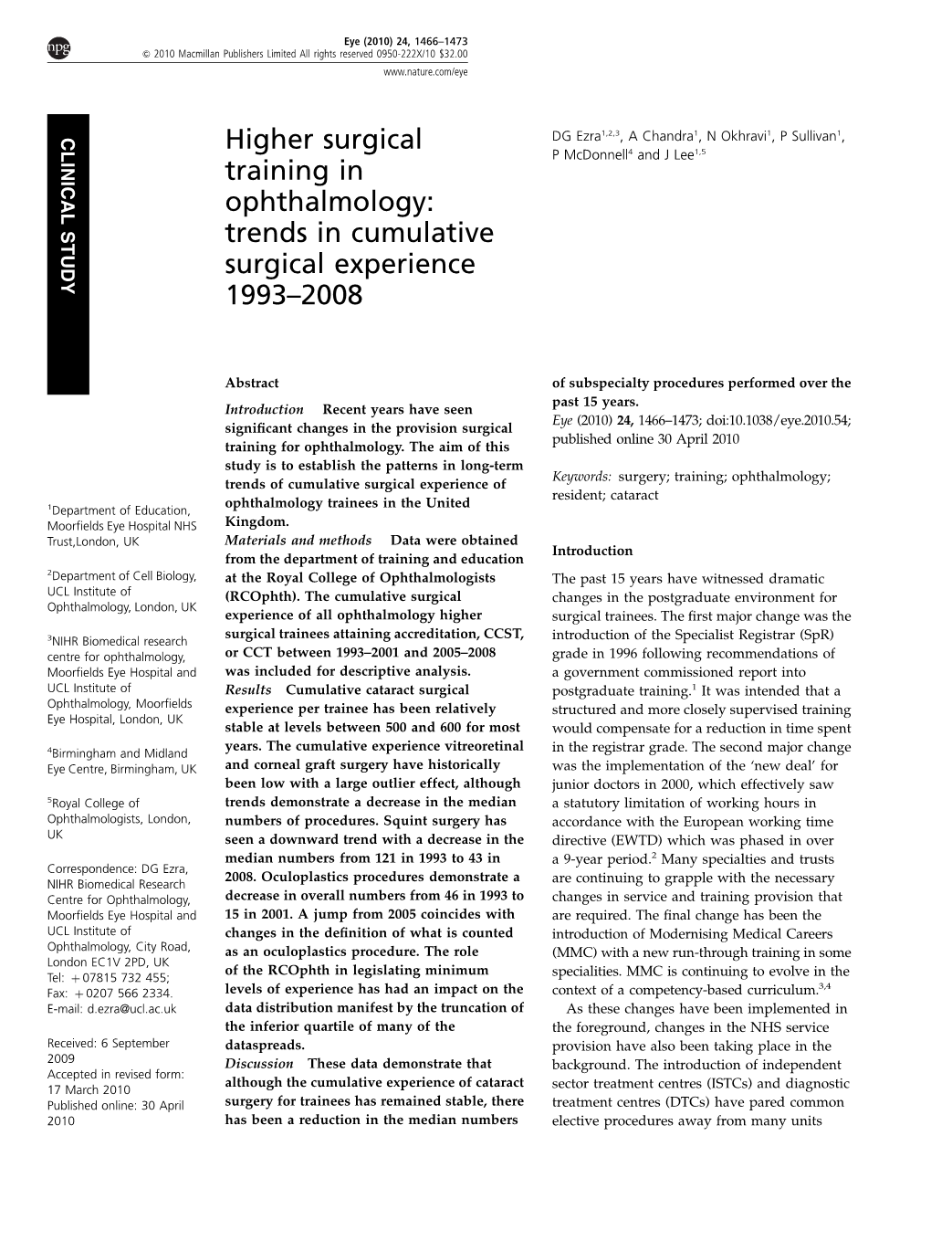 Higher Surgical Training in Ophthalmology DG Ezra Et Al 1467