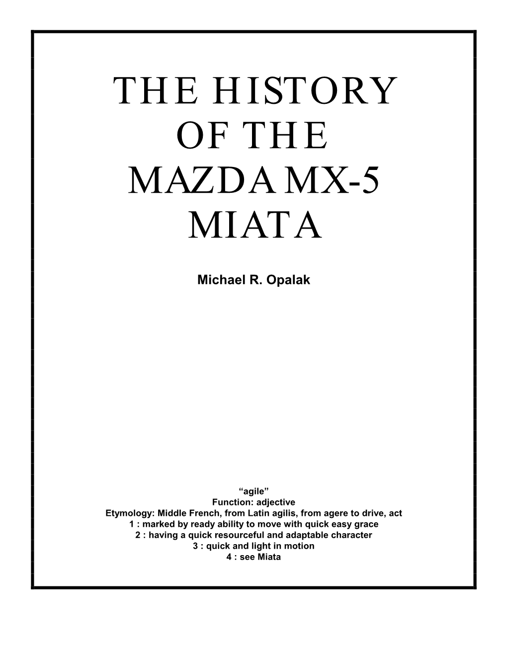 The History of the Mazda Mx-5 Miata