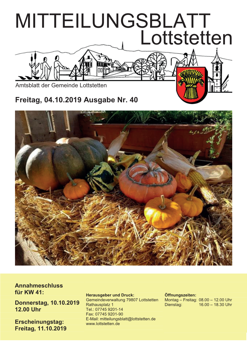 Mitteilungsblatt Nr. 40 Vom 04.10.2019