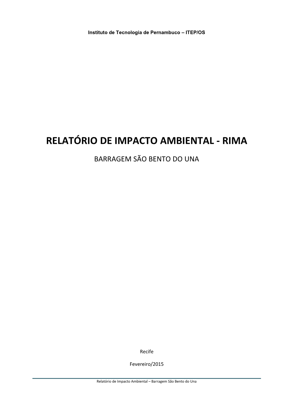 Relatório De Impacto Ambiental - Rima