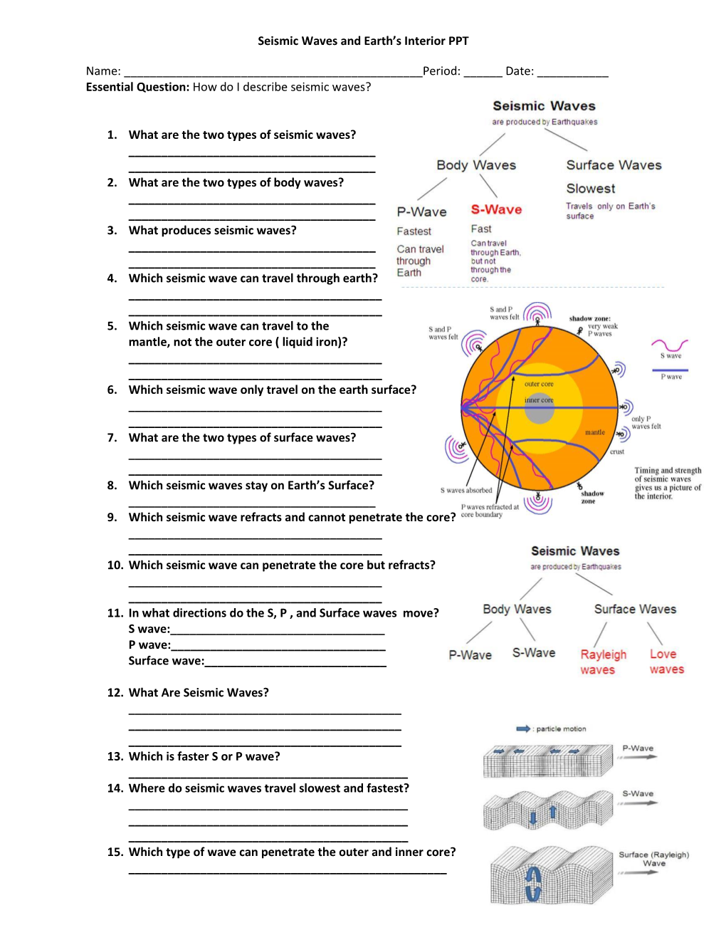 Seismic Waves and Earth's Interior PPT Name