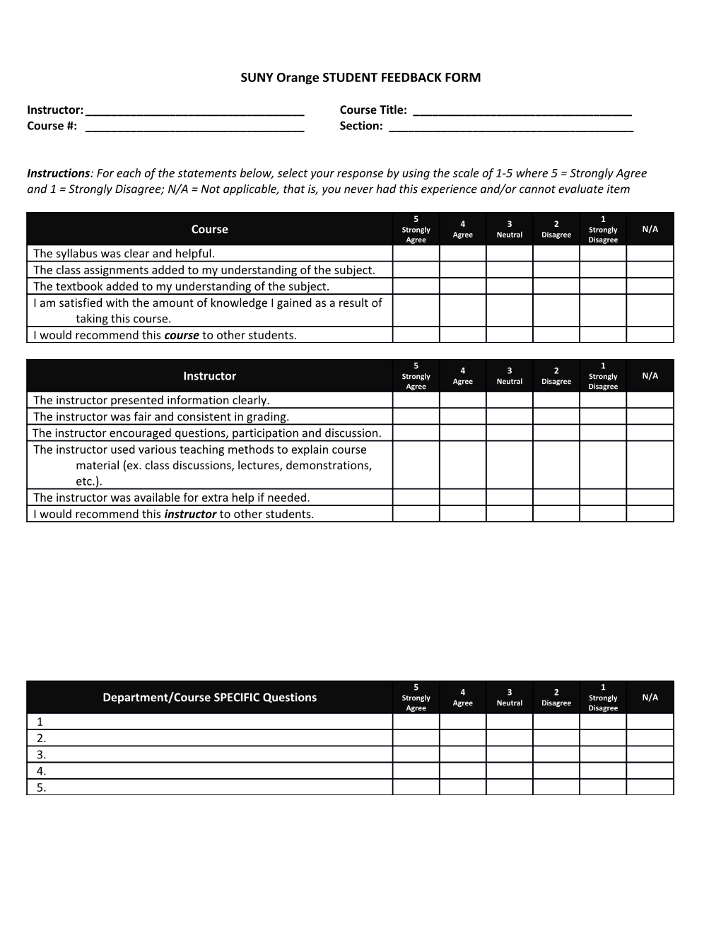 Student Course Evaluation