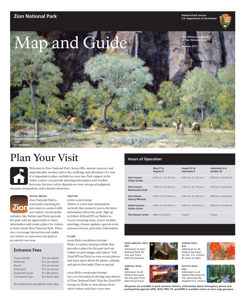 Zion National Park Map and Guide Summer 2011