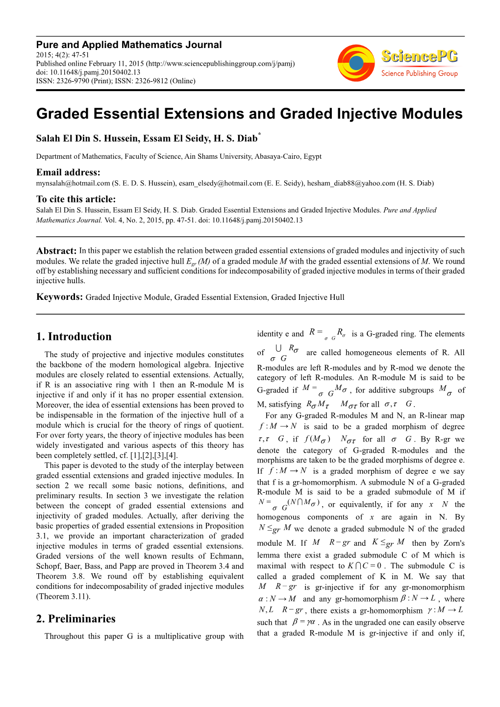 Graded Essential Extensions and Graded Injective Modules