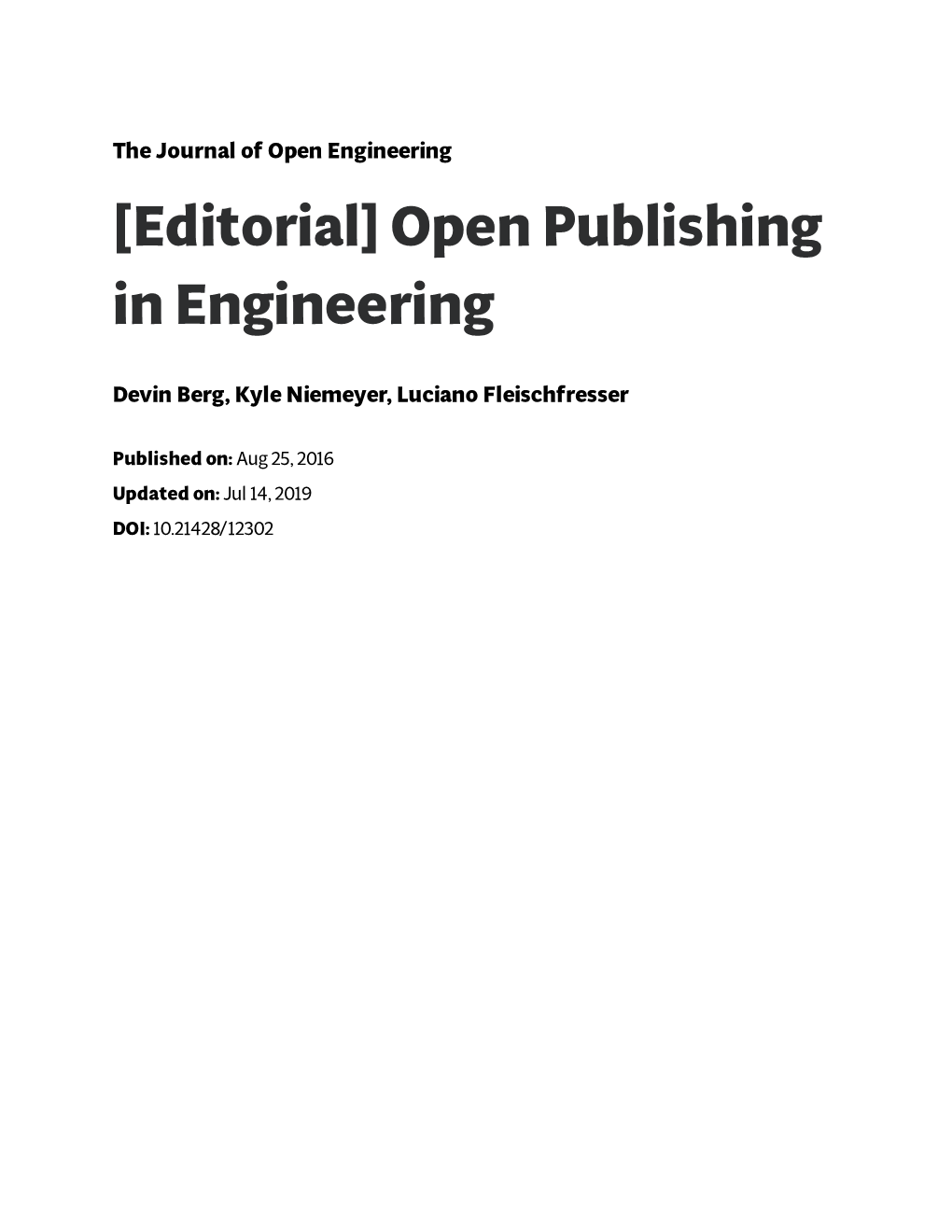 Open Publishing in Engineering