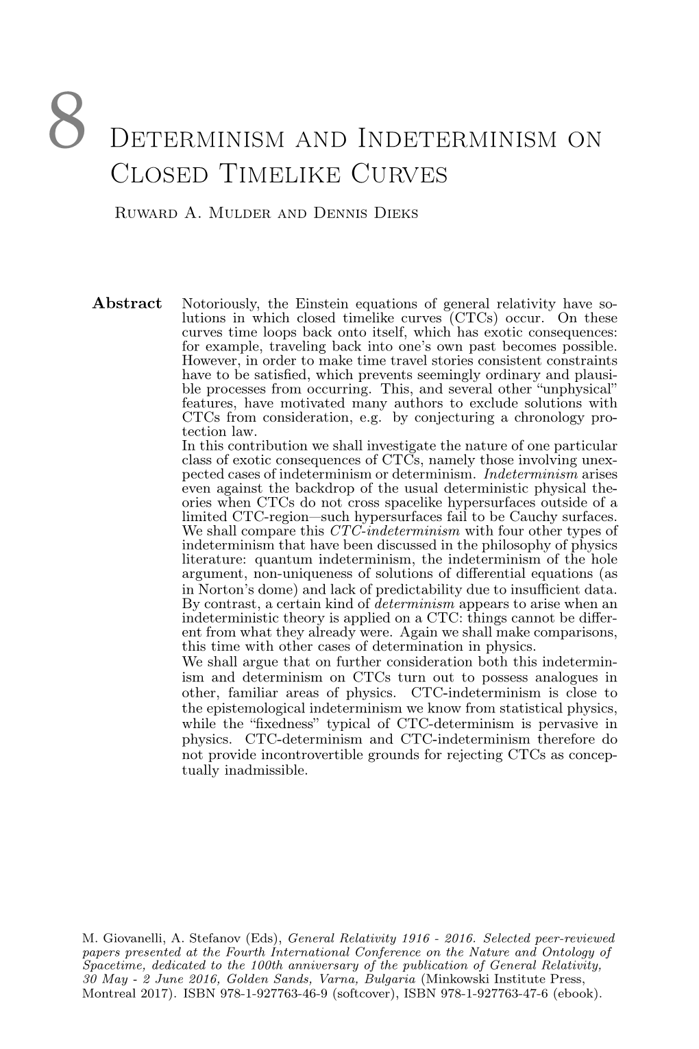 8 Determinism and Indeterminism on Closed Timelike Curves