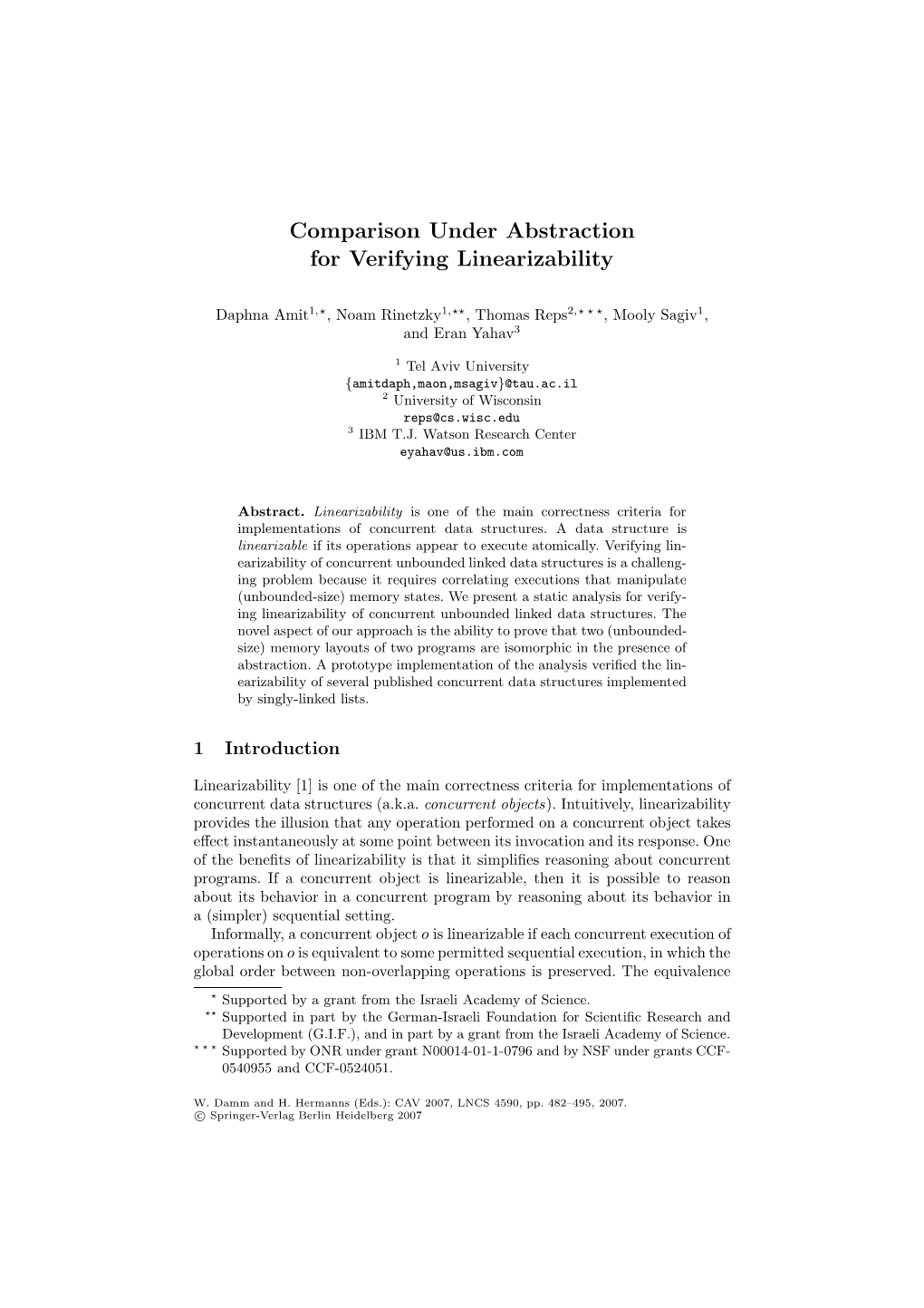 Comparison Under Abstraction for Verifying Linearizability