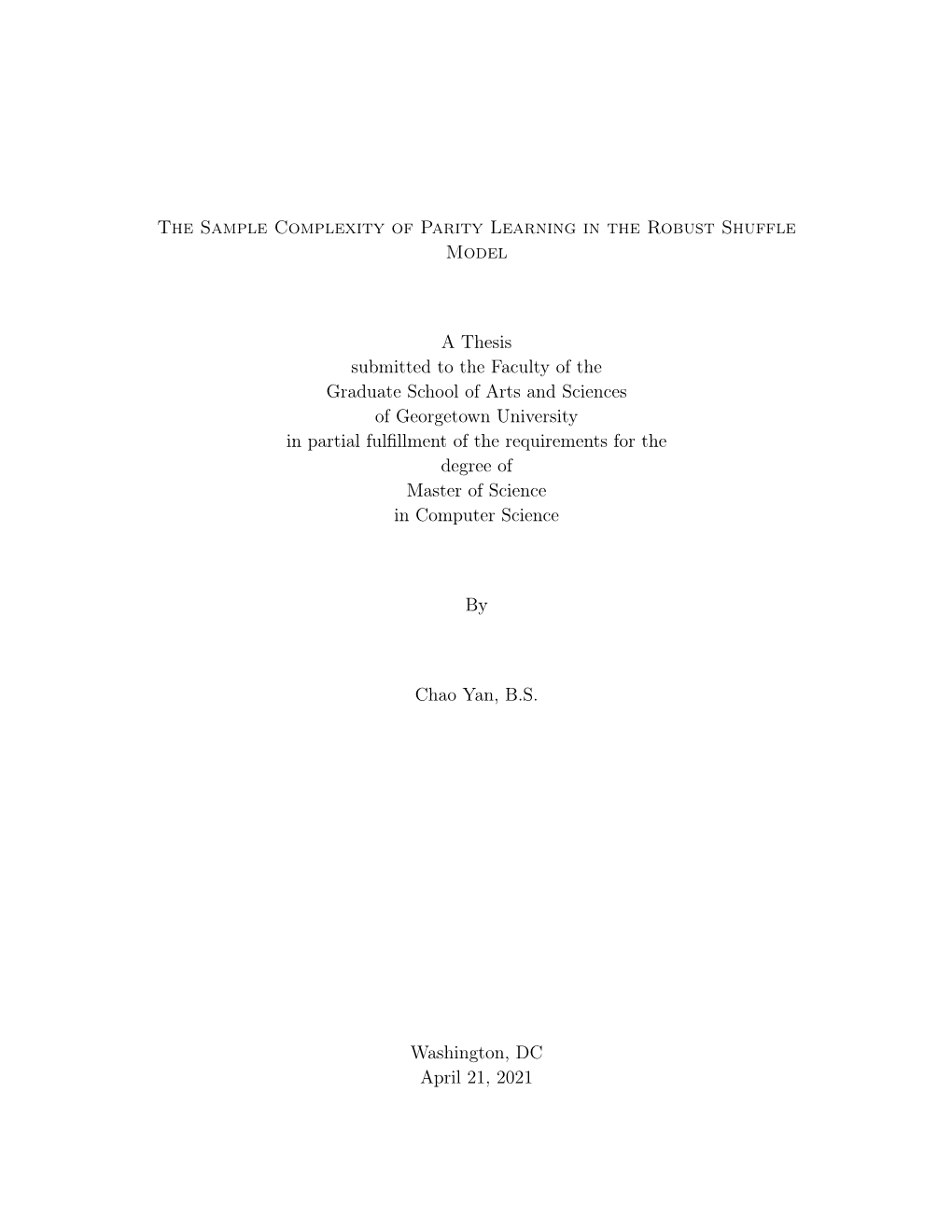 The Sample Complexity of Parity Learning in the Robust Shuffle Model