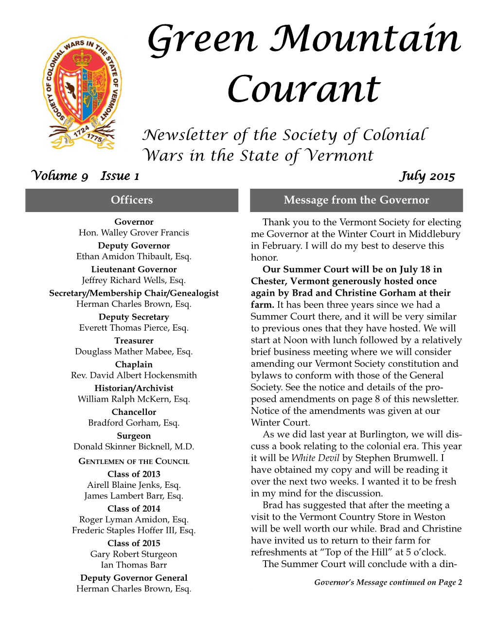 Vermont Society of Colonial Wars Newsletter Jul 15.Qxd