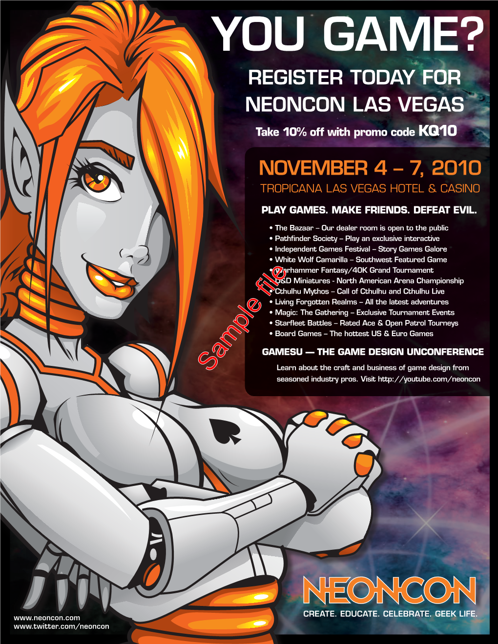 YOU GAME? REGISTER TODAY for NEONCON LAS VEGAS Take 10% Off with Promo Code KQ10