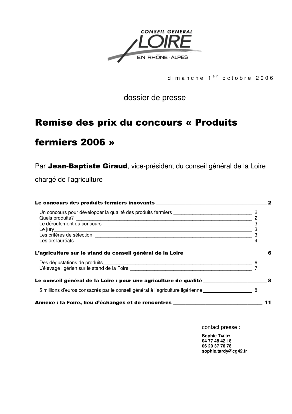 Remise Des Prix Du Concours « Produits Fermiers 2006 »