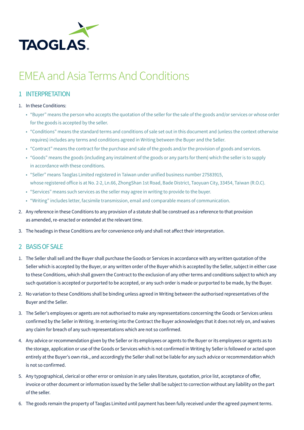 EMEA and Asia Terms and Conditions