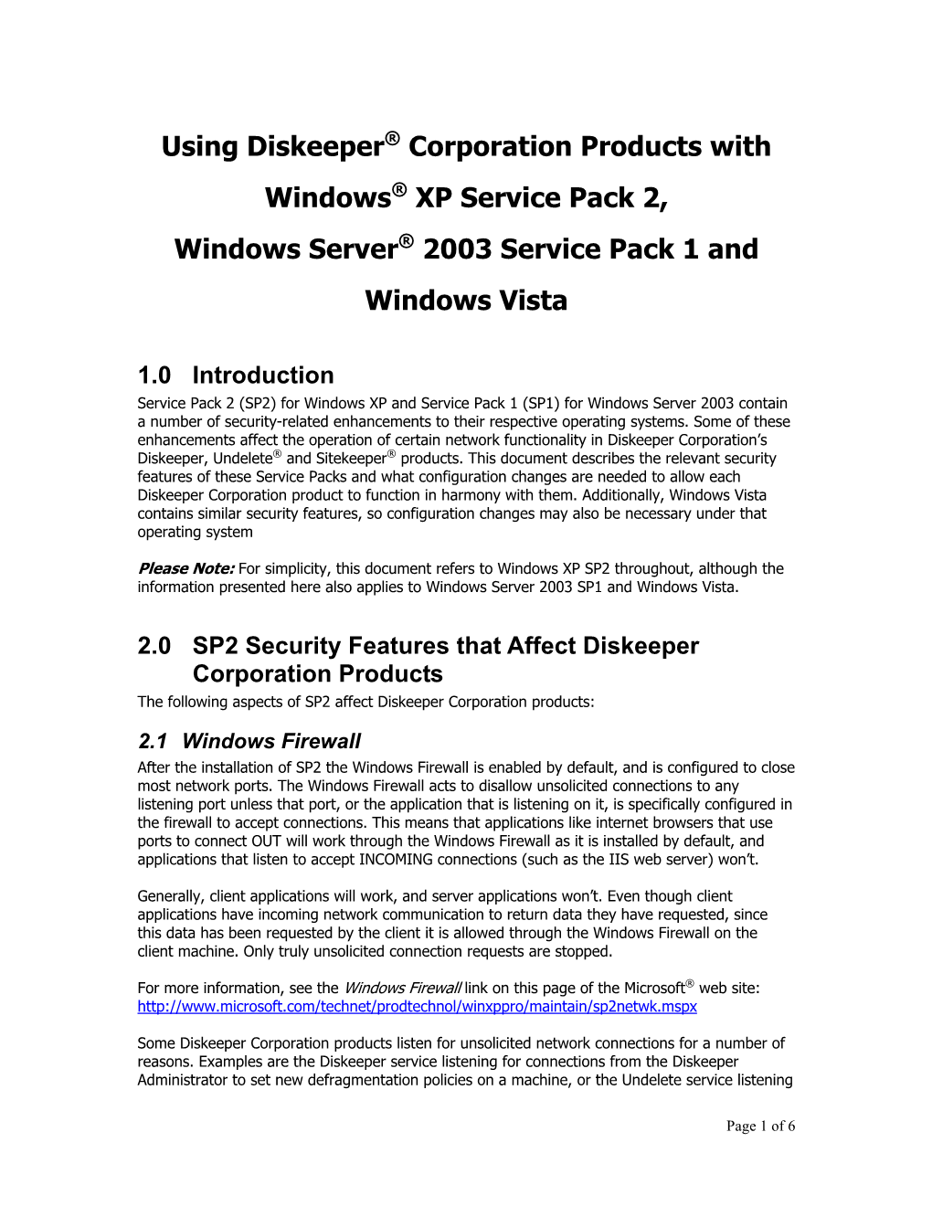 Using Executive Software Products with Windows XP