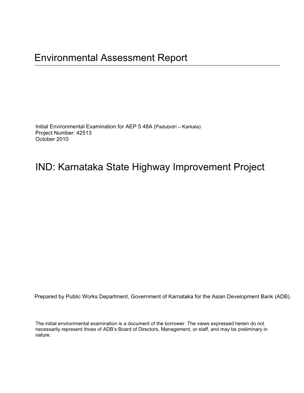 IND: Karnataka State Highway Improvement Project