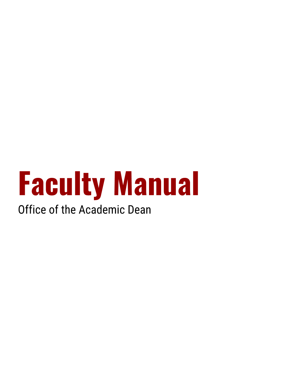 Faculty Manual Office of the Academic Dean