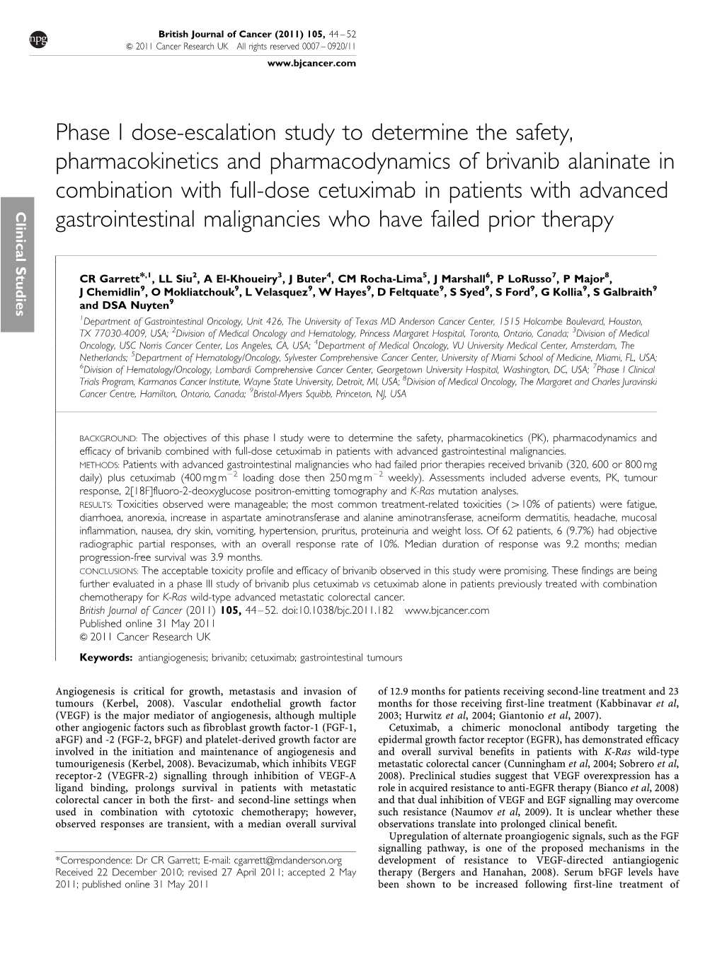 Phase I Dose-Escalation Study to Determine the Safety