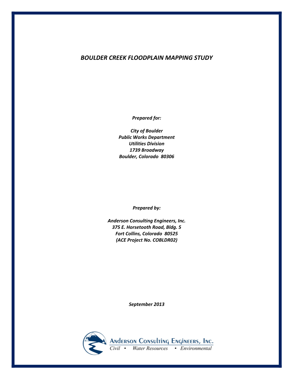 Boulder Creek Floodplain Mapping Study