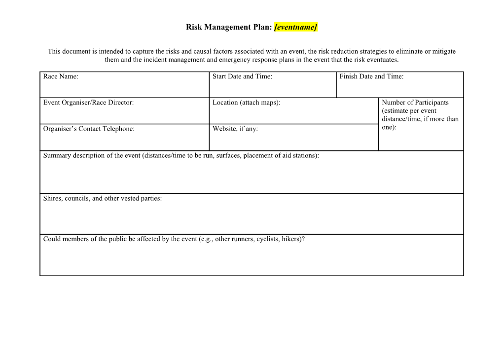 Risk Management Plan Template s1