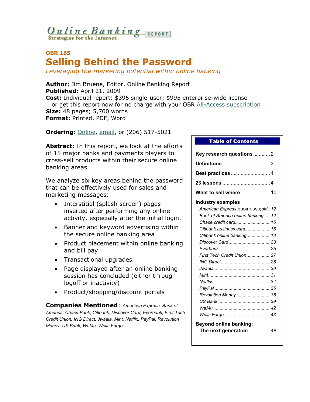 Selling Behind the Password Leveraging the Marketing Potential Within Online Banking