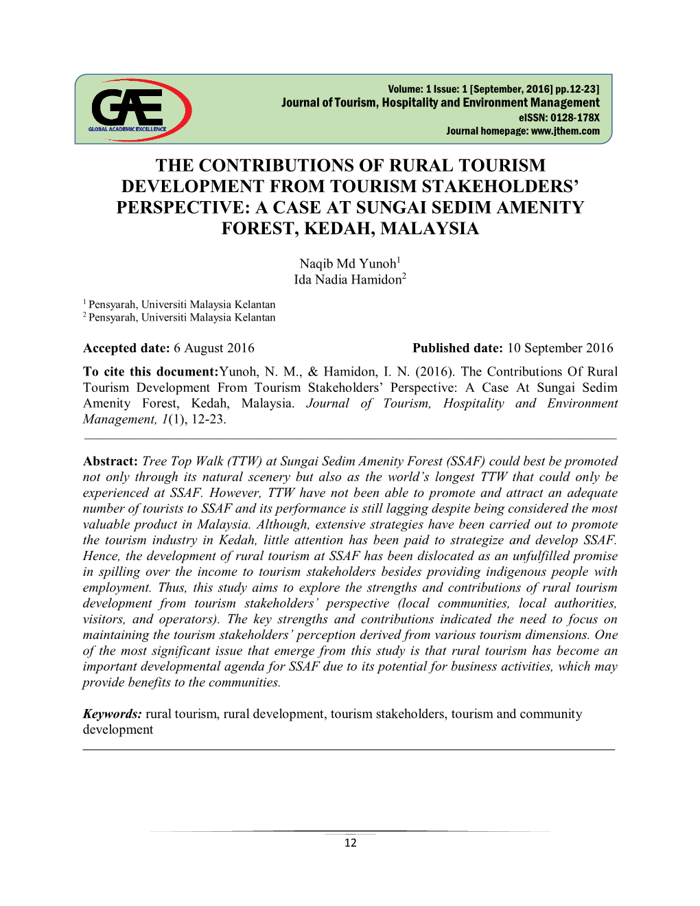 A Case at Sungai Sedim Amenity Forest, Kedah, Malaysia
