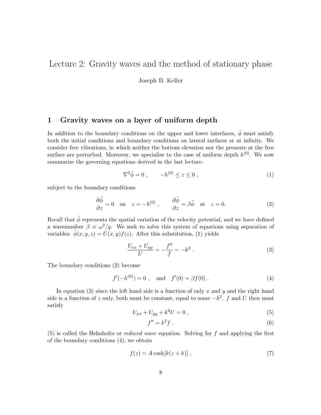 Gravity Waves and the Method of Stationary Phase