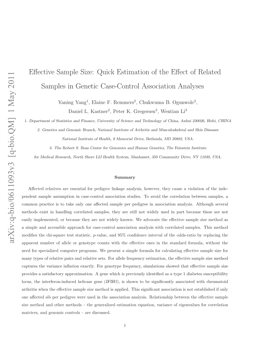 Quick Estimation of the Effect of Related Samples in Genetic Case