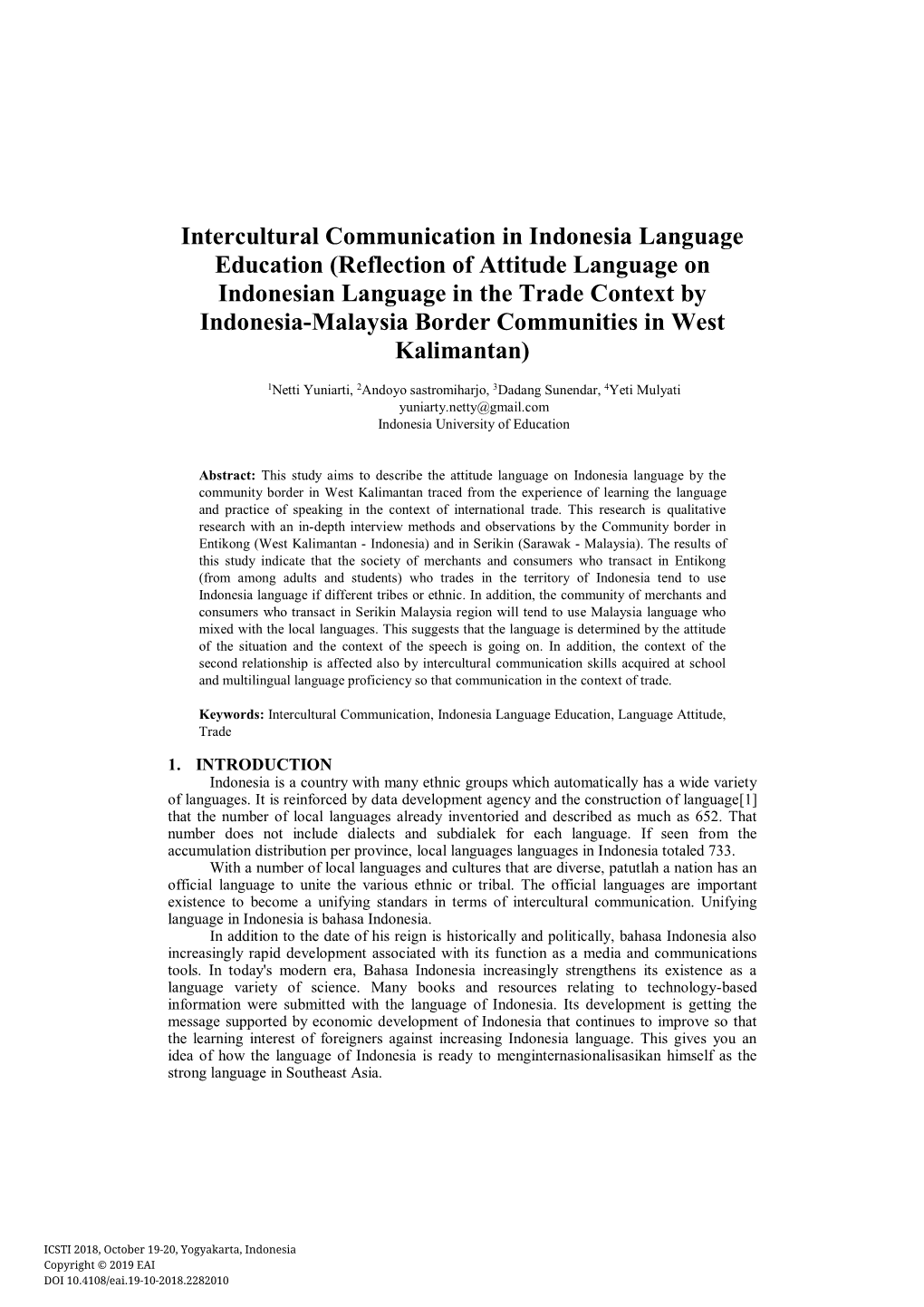 Intercultural Communication in Indonesia Language Education