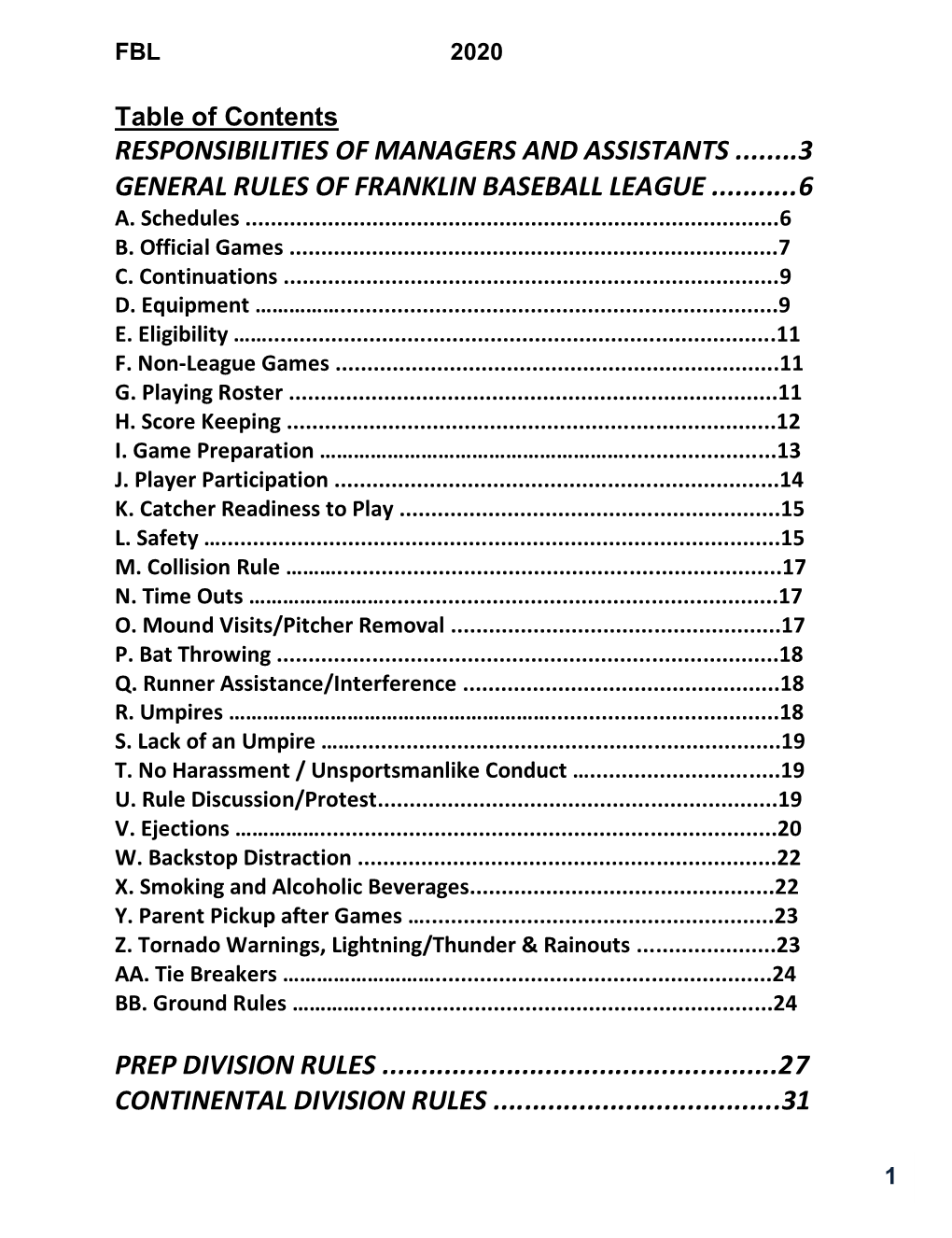 Rule Book and Demonstrate Good Sportsmanship