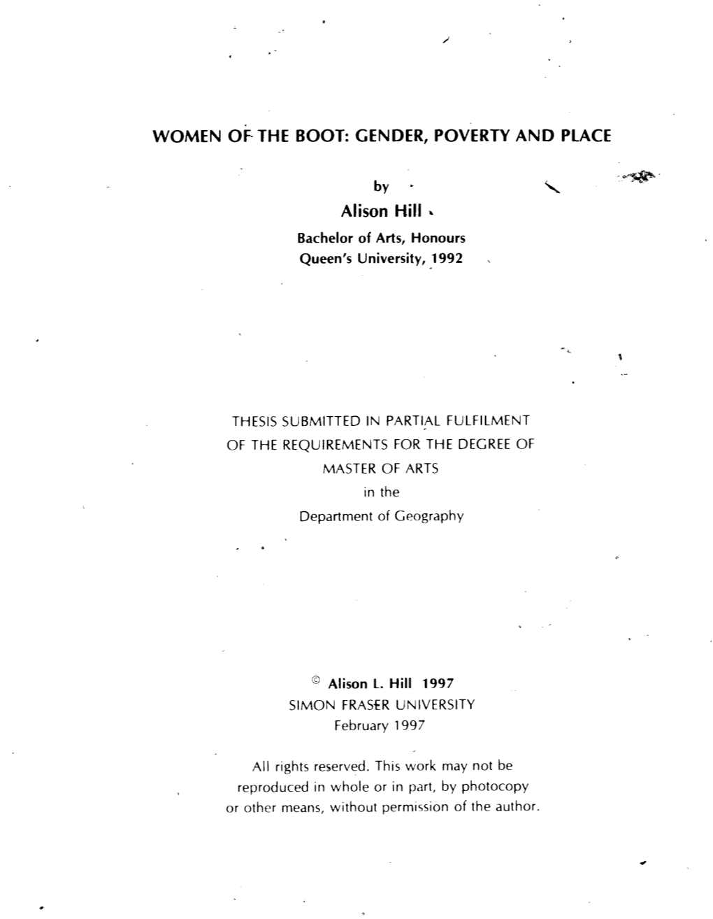 Gender, Poverty and Place