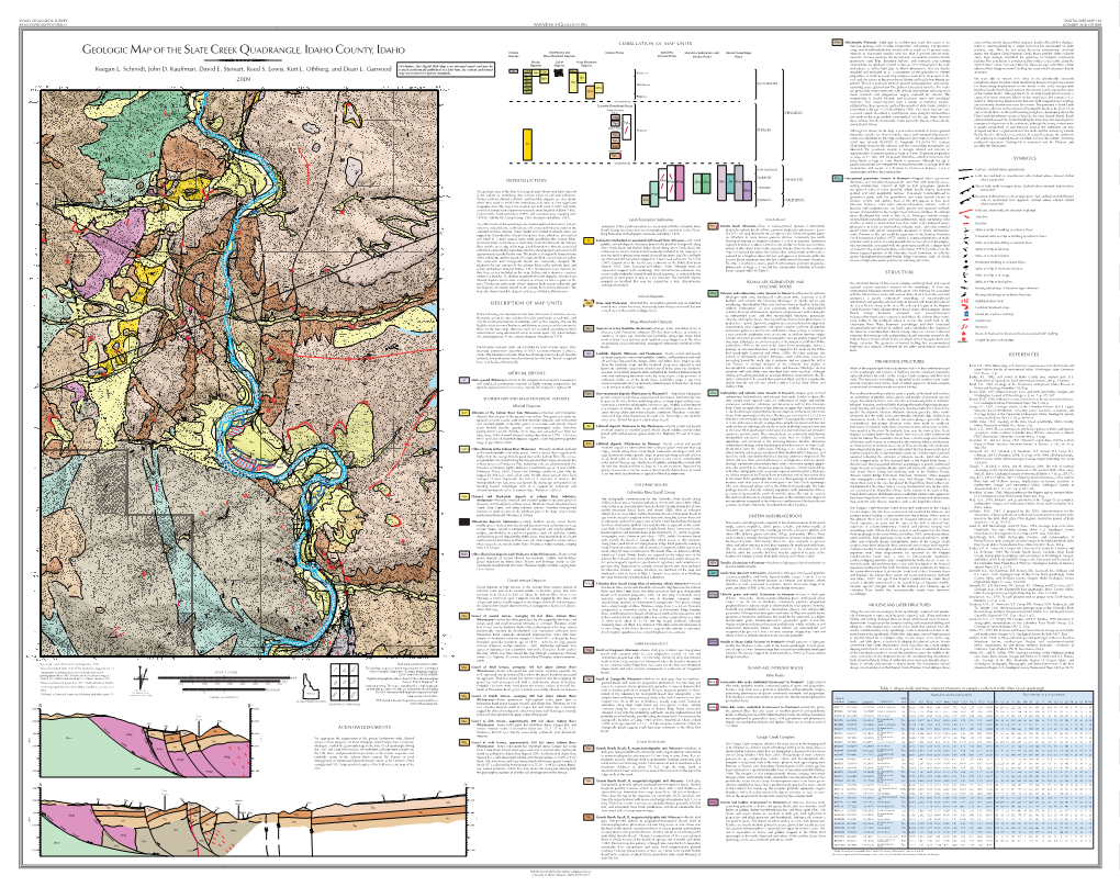 Geologic Map of the Slate Creek Quadrangle, Idaho County, Idaho